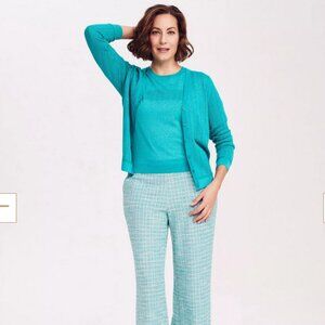 Mayerline Brussels Lightweight Turquoise Button Down Cardigan Sweater Medium